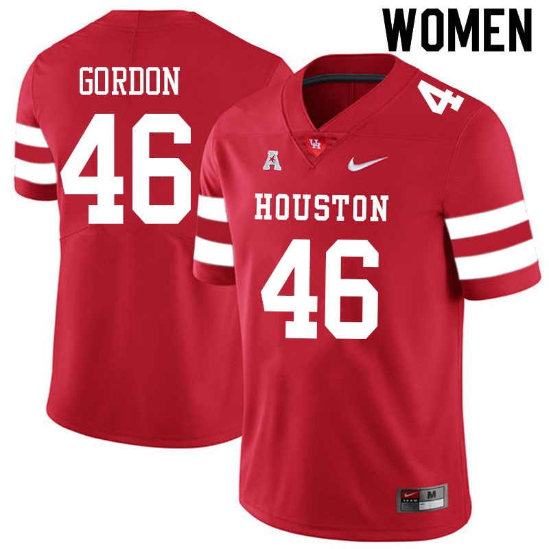 Women #46 Tyler Gordon Houston Cougars College Football Jerseys Sale-Red - Click Image to Close